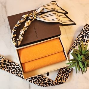 Louis Vuitton Porté-Tresor Wallet on Chain in Mandarin Epi Leather w/2 Straps